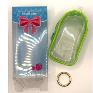 New Clear Case for Transporting/ Bag Charm Mini Figure like Sonny Angel - Green